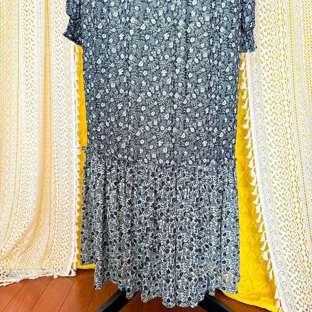 Knox Rose Black Floral Tiered Prairie Maxi Dress Size XL - Cottagecore - Picture 6 of 11